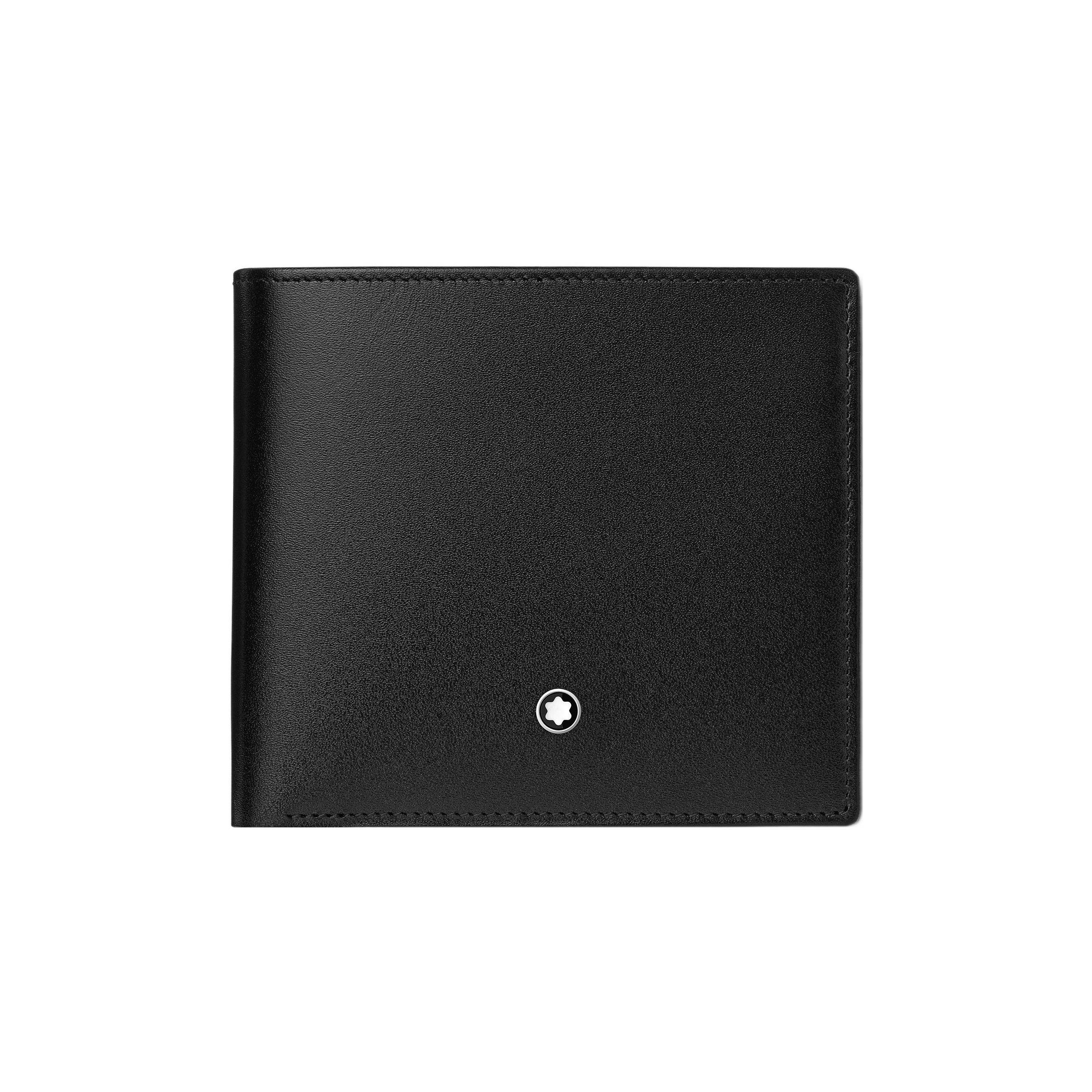 Montblanc Meisterstück Шестиугольный Белая Звезда Логотип Четыре Слота для Карт Кожа с Текстурой Держатель для Карт Кошелек Мужской кошелек Черный MB7164 Gift Set(Basic Set+Box+Shopping Bag)