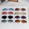 Fashionable Ladies Unisex Frameless Sunglasses Edge Cut Design Slimming Effect Sun Protection High-End Sensation Trendy Eyewear