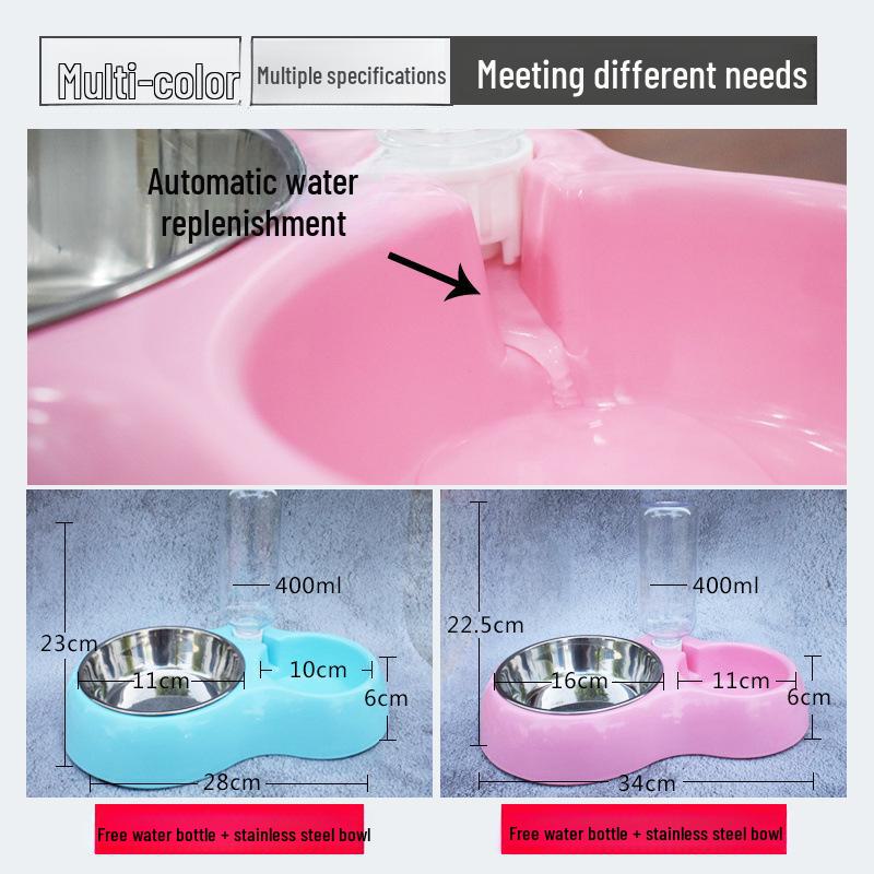 Automatic Double Bowl Pet Feeder: Dog & Cat Food and Water Bowl