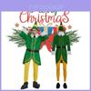 Unisex Christmas Elf Costume Set For Adults Soft Polyester And Camel Wool Fabric