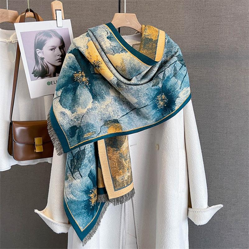 Winter Warm Cashmere Scarf For Women Luxury Print Pashmina Shawl Wrap Neckerchief Female Bufanda Echarpe Design Headband