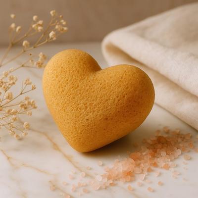 2x Konjac Facial Cleansing Sponge Heart Peach
