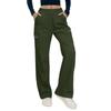 Women's  Elastic Waist Button Cropped Trousers  Summer Elegent Business Work  Pants Wiht Pockets