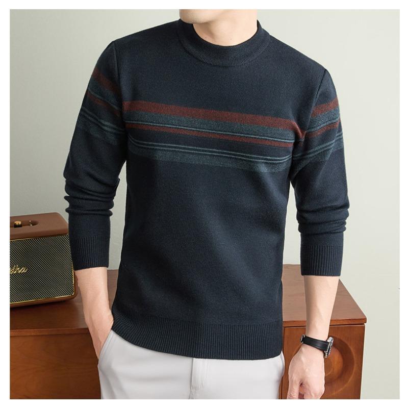 Men S Thick Knit Sweater Business Casual Long Sleeve Crew Neck Pullover