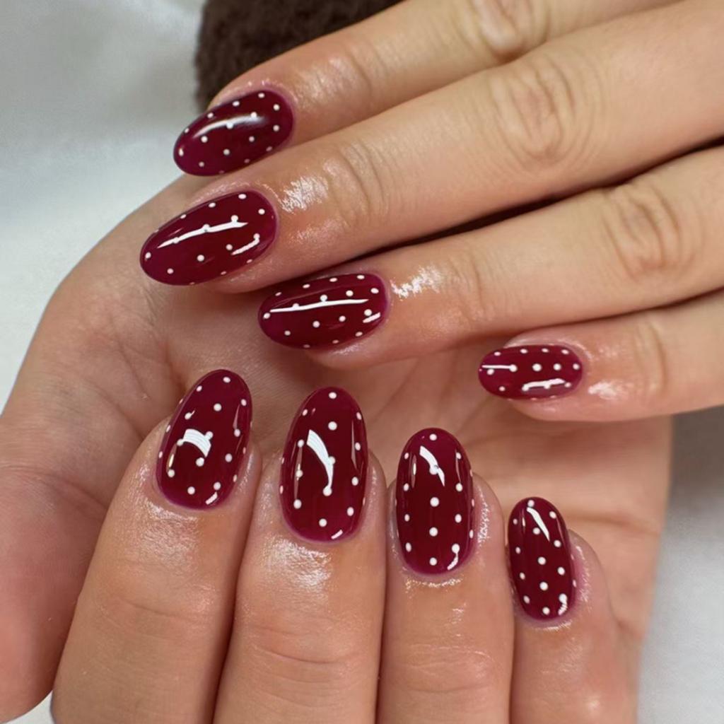 Simple Red, Hot-selling Nail Art Nail Pads In Autumn and Winter, White Polka Dots, Dots, and Explosive Nail Pads.