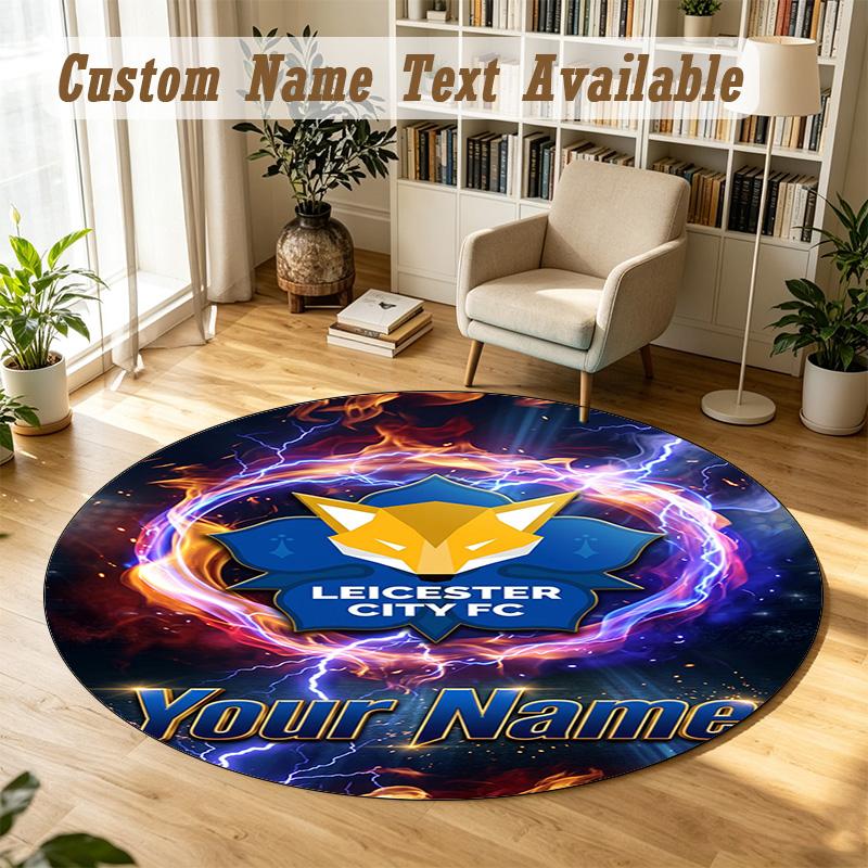 Round Rug Custom NameLeicester City Pattern Non Slip Carpet Home Floor Decor