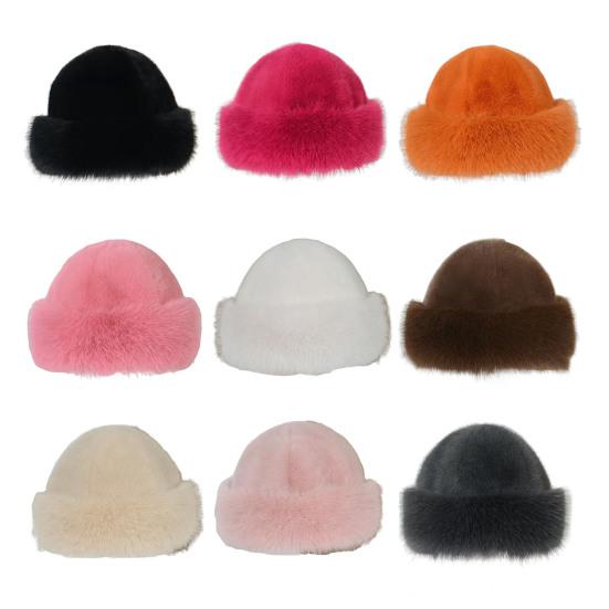Faux Fur Winter Bucket Hat Solid Color Soft Texture Thickened Warm Plush Hat Gentle