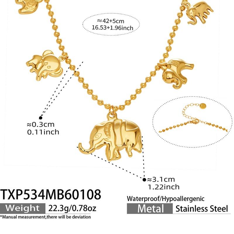 Meier Stainless steel ball chain diy elephant pendant bracelet necklace 18k gold plated european and american style