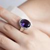Elegant Egg-Shaped Women's Ring with Imitation Amethyst Cubic Zirconia