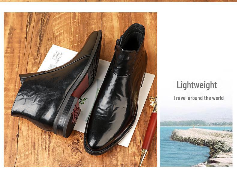 Men's Retro British Chelsea Boots - 2024 Autumn/Winter Pointed High-Top Leather with Plush Lining