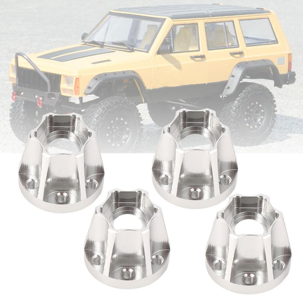 4pcs 1.9inch Aluminum Alloy Silver Wheel Hex Hub Fit for SCX10 1 10 RC Car Model20mm