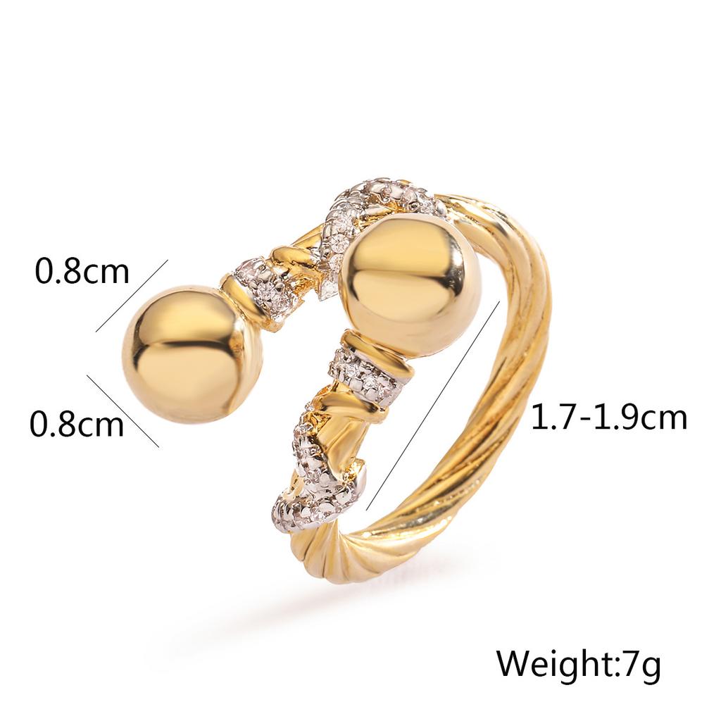 Two-Tone Geometric Open Cubic Zirconia Ring for Women, Adjustable Ins Fashion Jewelry, Minimalist Luxury Gift