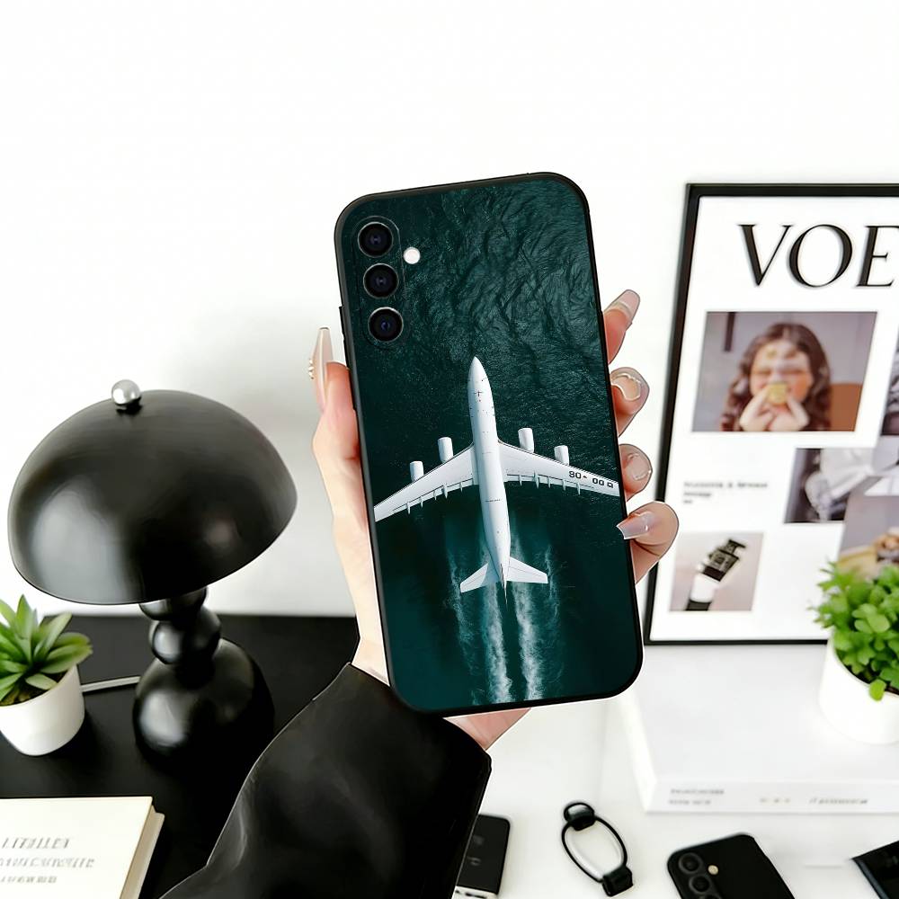 A-airplane Phone Case Black Silicone Soft For Samsung Galaxy A73,A72,A71,A70,A53,A52,A51