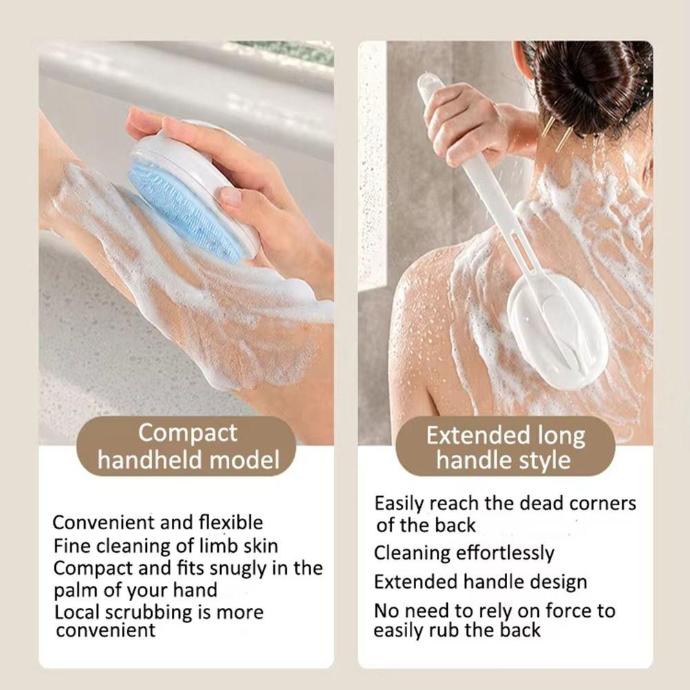 Soft Bristle Body Cleansing Tool Long Handle Bubble Massager Brush Bath Back Scrubber Bathroom Use