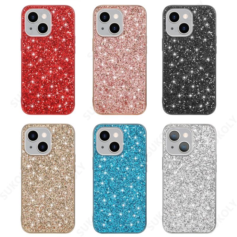 

Чехол для телефона iPhone 16 15 14 Pro Max 13 12 11 Bling Glitter Shining Flash Hard Back Cover для X XR 7 8 SE 2020 Funda