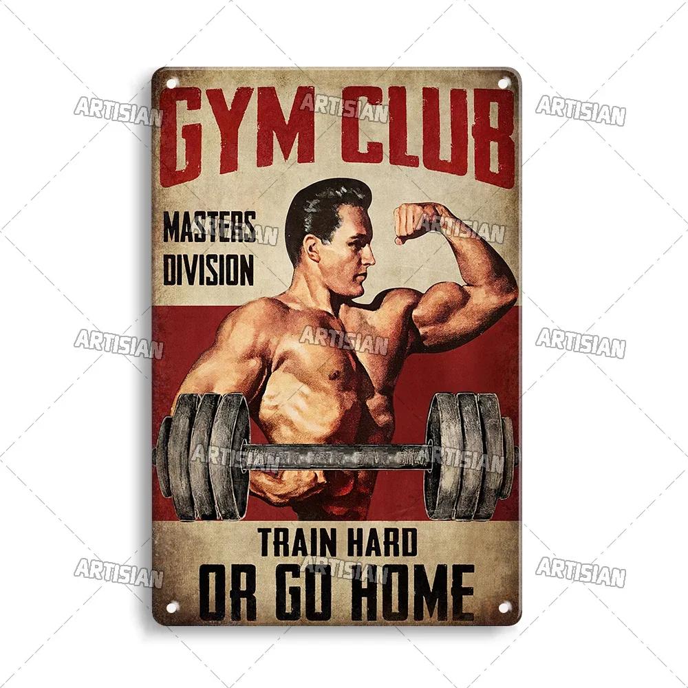 Old Man Gym Club Inspirational Phrase Art Painting Wall Plate Decor Vintage Tin Sign Fitness Garage Room Decoration Metal Signs