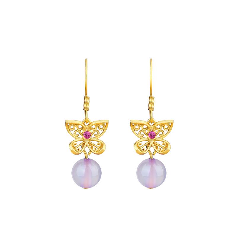 Aieryuan Butterfly Stud Earrings - Women's Retro Chinese Style, Versatile Niche Light Luxury Accessories.