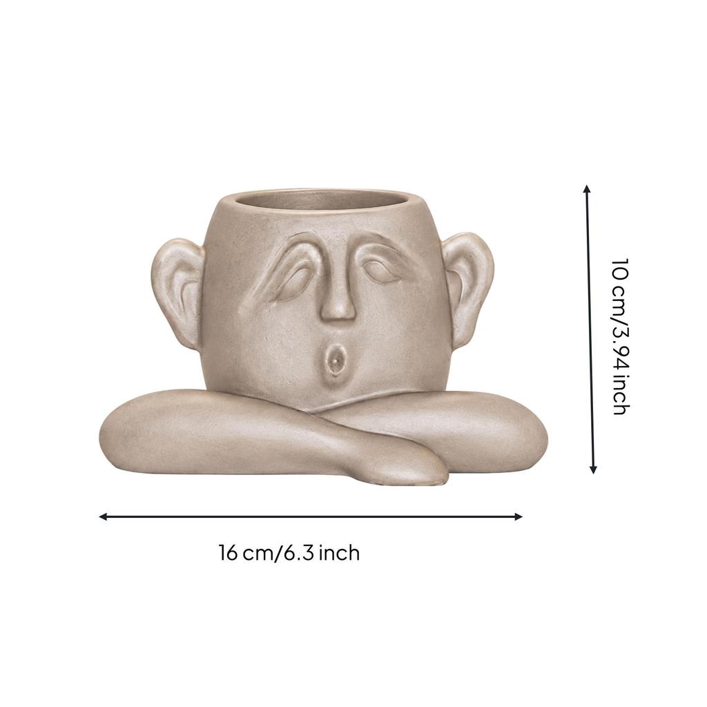 Abstract Face Vase Carved Unique Pen Holder for Living Room, Hallway, Office Nordic