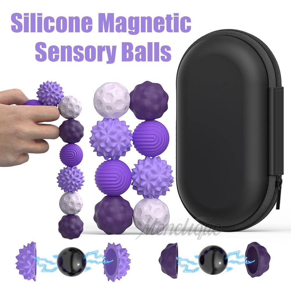 4/8 pieces Magnetic Sensory Silicone Ball Hand Touch Ball Soft Massage Training Raised Point Waist and Back Foot Massage Ball