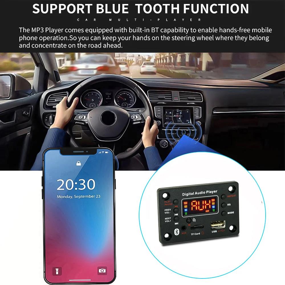 12V MP3 Decoder Board Bluetooth5.0 Car MP3 Player USB Recording Module FM AUX Radio For Speaker Handsfree 4