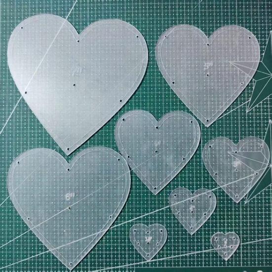 8Pcs Heart Shaped Sewing Template Multi Size Quilting Stencils Thick Acrylic Quilting Patterns Templates for Sewing Crafts Supplies