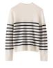 Women's Rolled Edge Striped Cashmere Sweater - Autumn/Winter Thin Knit, Loose Casual Wool Sweater