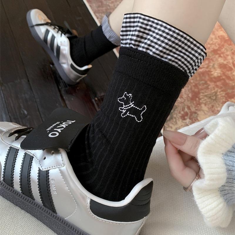

White Socks Girls Lace Cute Stockings Spring And Autumn Cartoon College Style Tube Socks One size fits all чорний