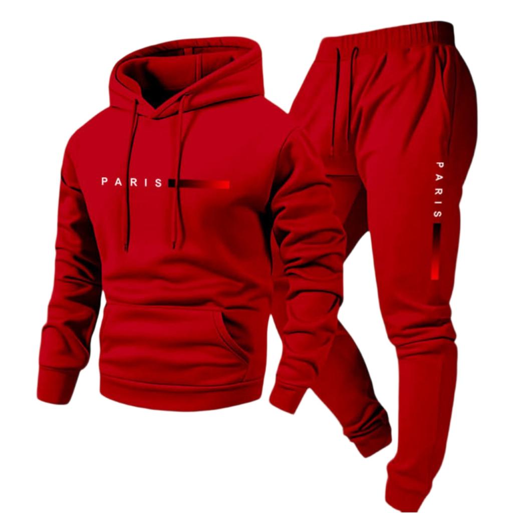 Men's Casual Color Letter-printed Sweatshirt Set, Men's Fleece Hooded Drawstring Sweatshirt And Sweatpants Two-piece Set