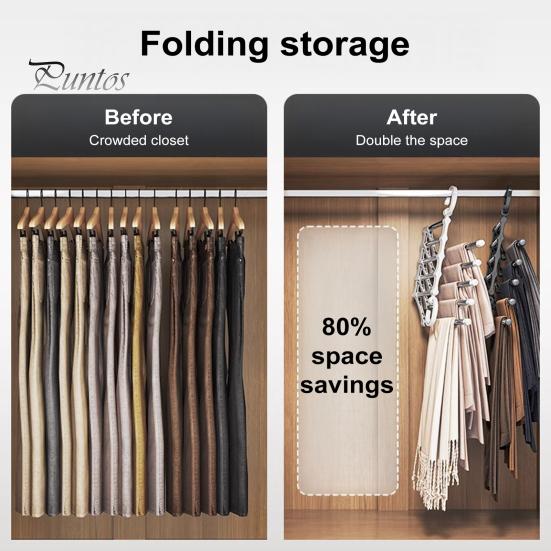 Pants Hanger with Rotatable Hook Strong Load-bearing Telescopic Folding Multifunctional Pants Rack Trousers Hanger