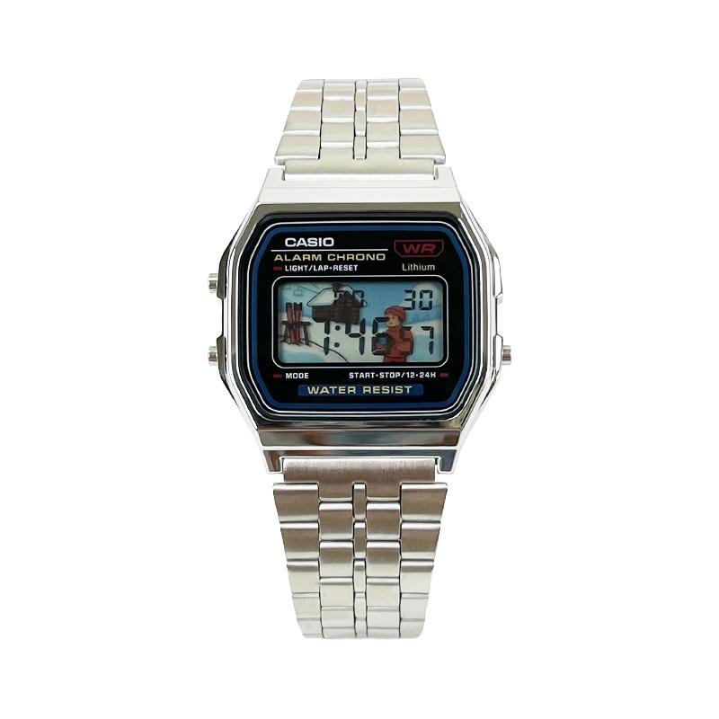 Casio Maßgeschneiderte Uhr modifizierte Serie Student Retro Klassisch Klein Quadrat Trendig Sport Wasserdicht Quarz Stahlarmband sa A159WA-N1D