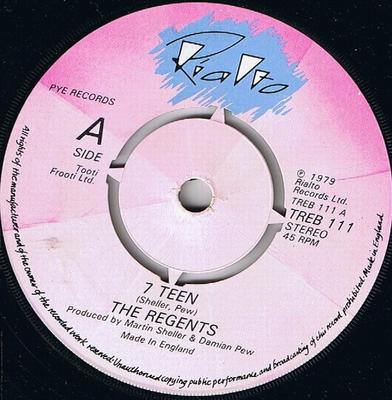 7inch Record REGENTS  7 Teen TREB111 Rialto 1979 UK Rock Used