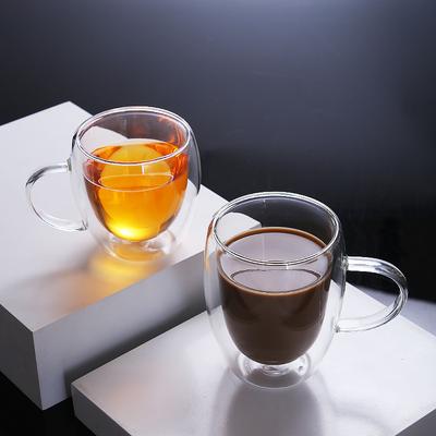 80-450ml Heat-insulated Glass Cup Double Layers Anti-hot Hand Lead-free Milk Cup Fruit Tea Handle Mug Transparent Coffee Cup