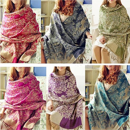 Écharpe Style Pompons Vintage Châle Écharpe en Coton Doux pour l'Automne