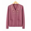 Women's Embroidered V-Neck Knit Cardigan