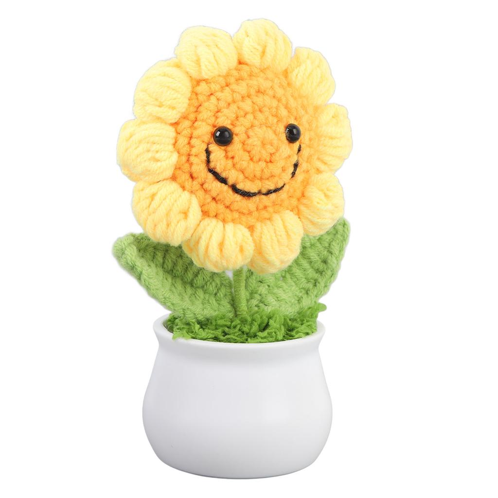 Crochet Sunflower Cute Knitted Sunflower In Pot Mothers Birthday Gift Office Desk Decor