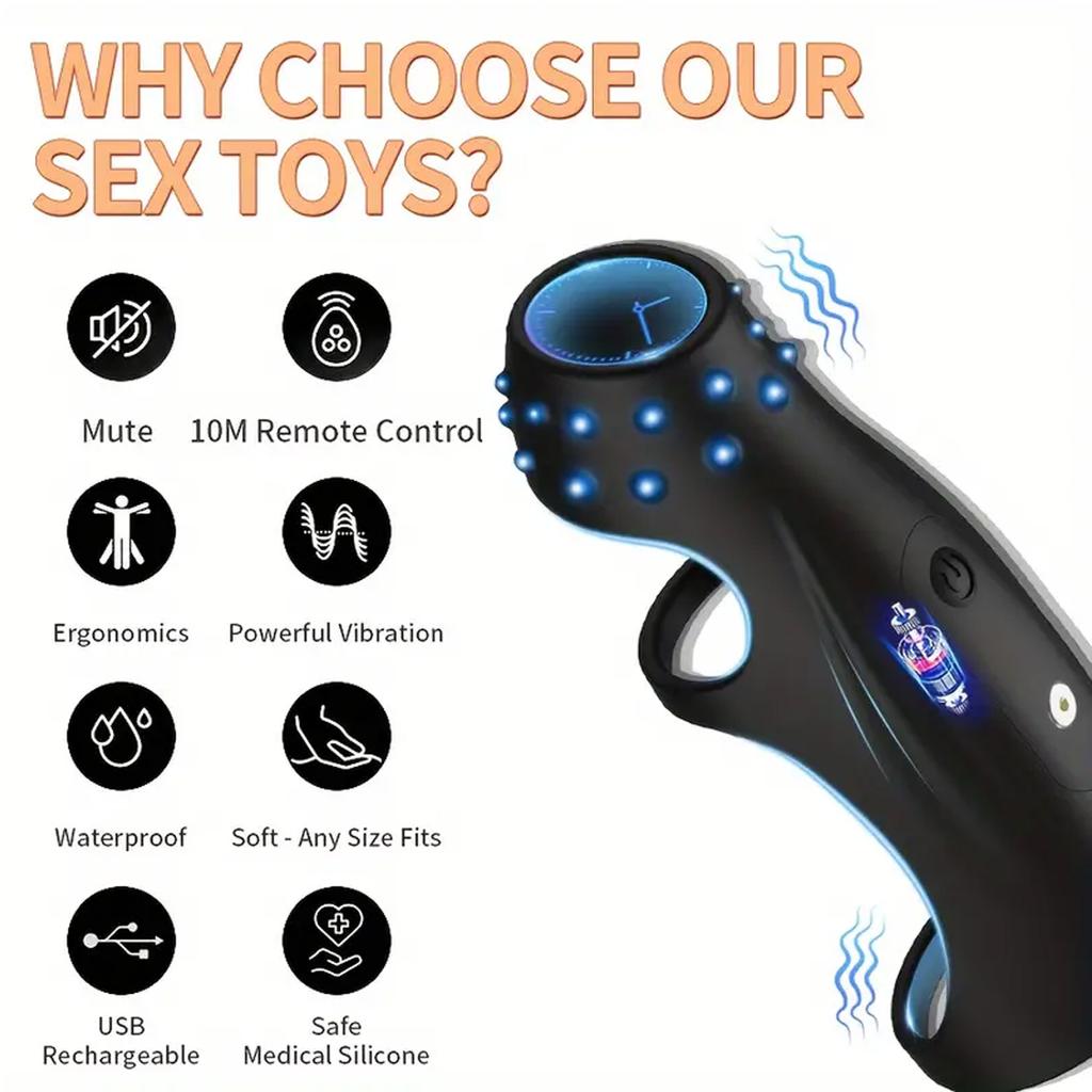 Penis Ring Vibrator Male Sex Toys Vibrator Ring Erotica with 9 Vibration Patterns for Couples Cock Ring Trainer with Remote Control