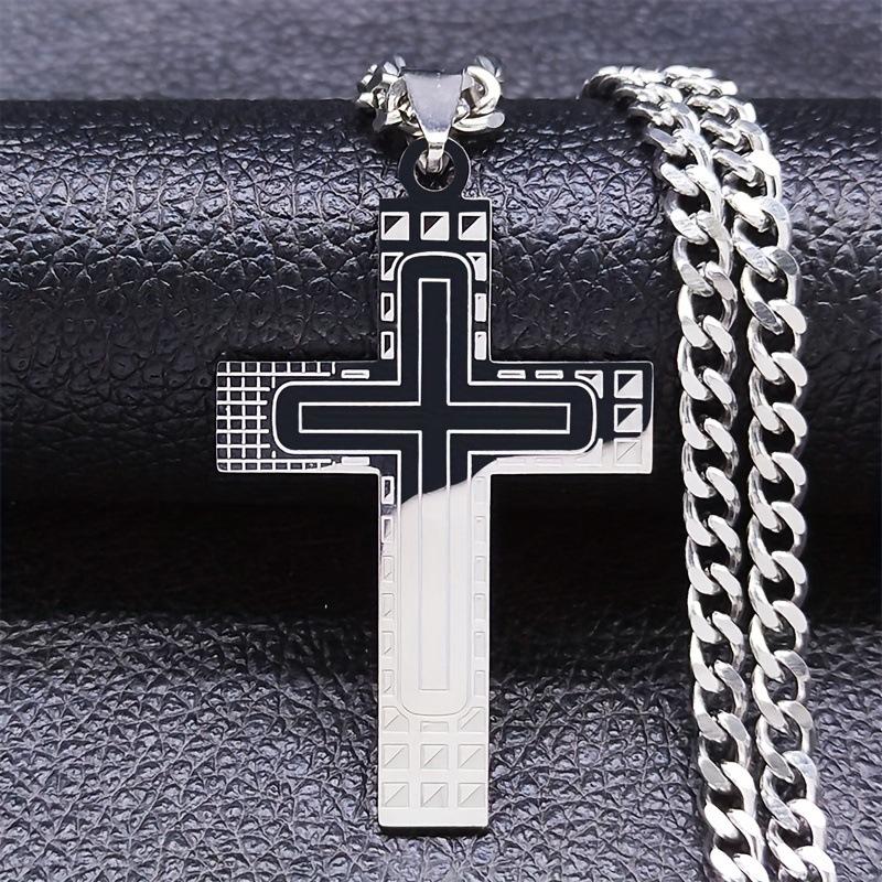 Stylish Punk Style Patterned Cross Pendant Necklace 60CM
