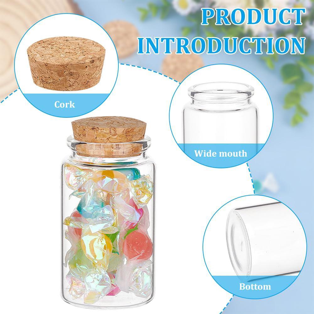 100ml Mini Glass Bottles with Cork Stoppers, Wish Message Bottles for Wedding Party Supplies, DIY Craft, Baby Shower Favors