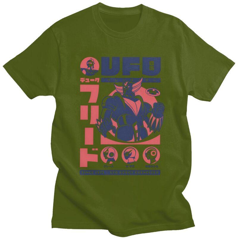 Custom UFO Robot Goldorak Grendizer T Shirt for Men Pure Cotton Tshirt Leisure Tee Short Sleeve Tshirt Slim Fit Clothing Gift