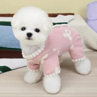 Fashion Bear Print Dog Jumpsuits Soft Fleece Pet Overalls Cat Pajamas Yorkshire Costume Winter Warm Puppy Jumpsuits