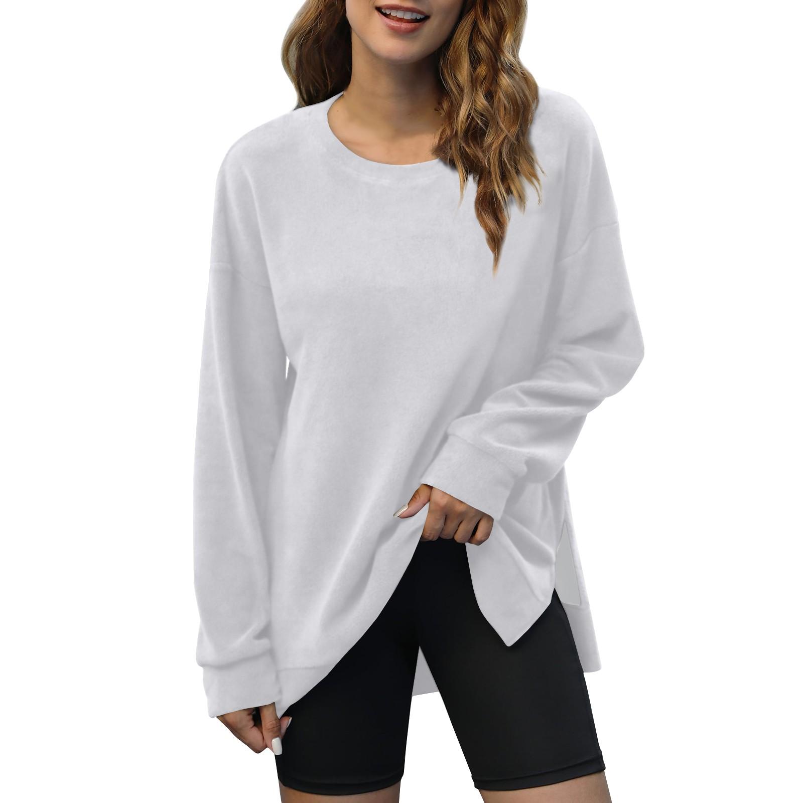 

Женская мода однотонный пуловер с v-образным вырезом и круглым вырезом с длинным рукавом и длинными рукавами XL белый