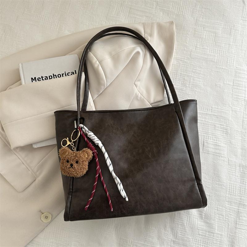 

Chic Korean Retro Tote Bag In Black And Brown With Trendy Design For Modern Women