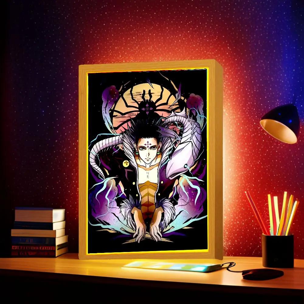 Anime Figure Hunter×Hunter Light Painting Photo Frame Killua Chrollo Action Figure Night Light Collection Toys Kid Birthday Gift
