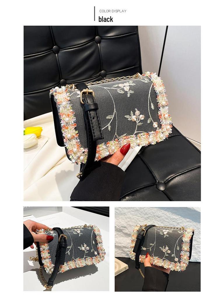 Korean Style Lace Crossbody Chain Bag for Women - Fashionable and Trendy Small Handbag