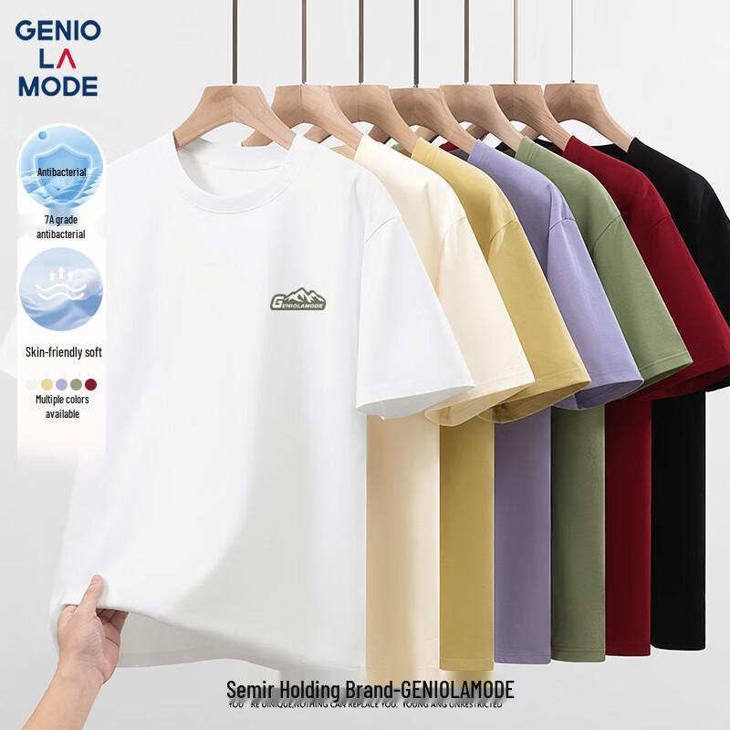 GENIOLAMODE Men s 7A Antibacterial Print Short Sleeve T-Shirt 3XL