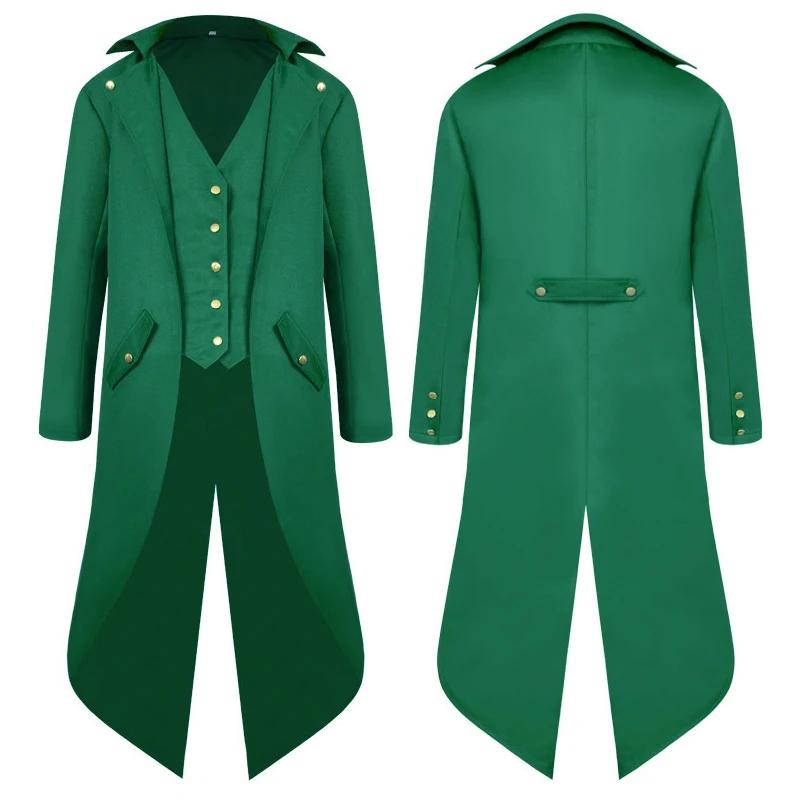 Anime Men Medieval Steampunk Costume Vintage Tailcoat Jacket Gothic Magician Ringmaster Coat For Men And Kids Size