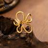 Irregular Hollow Flower Shape Ring Thumb Adjustable Opening Design Finger Stainless Steel Band Versatile Jewelry Gift Durable