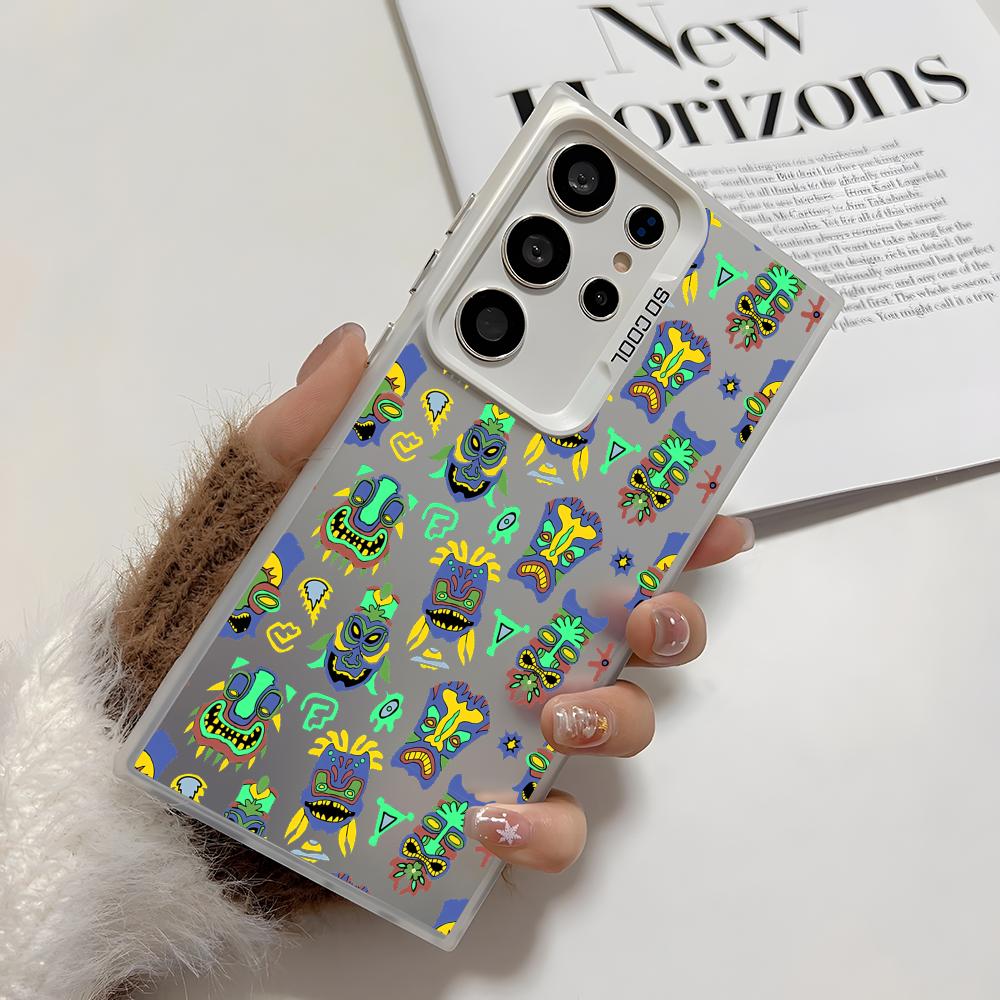 Cool Tiki Phone Case For Samsung Galaxy S25 Edge S24 S23 S22 S21 S20 Ultra Funda Silicone Silver Cover