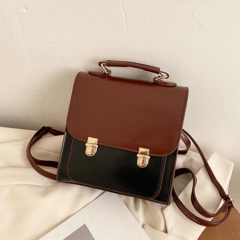 

Женский многофункциональный рюкзак из искусственной кожи, универсальная уличная квадратная сумка, однотонная повседневная сумка на одно плечо 19*20*9cm