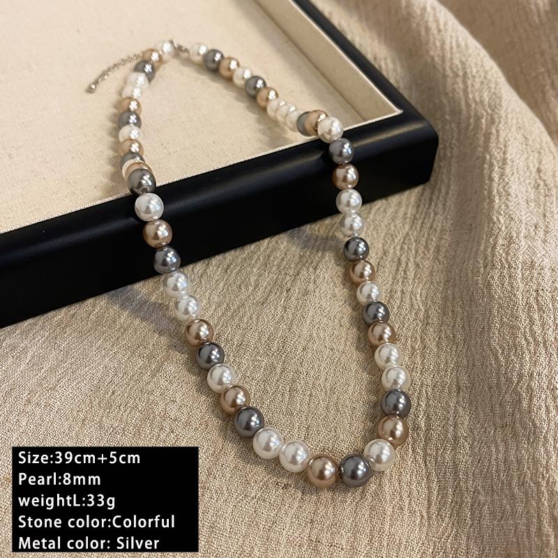 French Elegant Romantic Mixed Pearl Beaded Necklace Fashion Jewelry Sweet Accessories for Women's Collarbone Chain